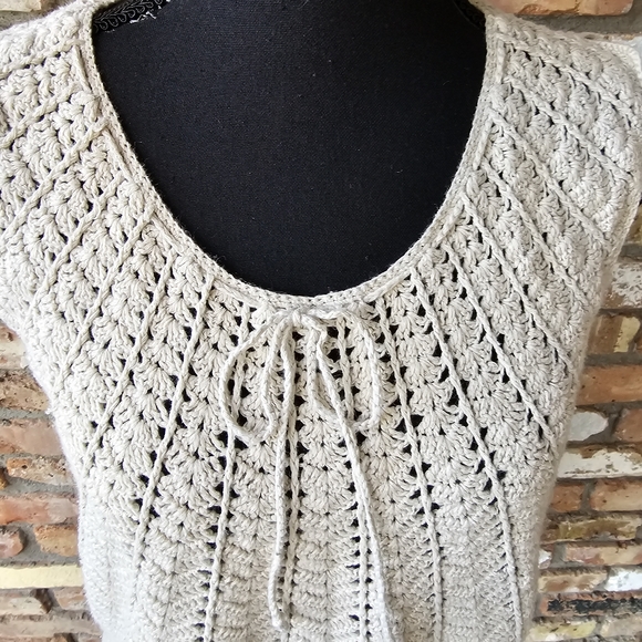 Sahalie Crochet Pattern Cotton/Ramie Sleeveless Top - Picture 9 of 16